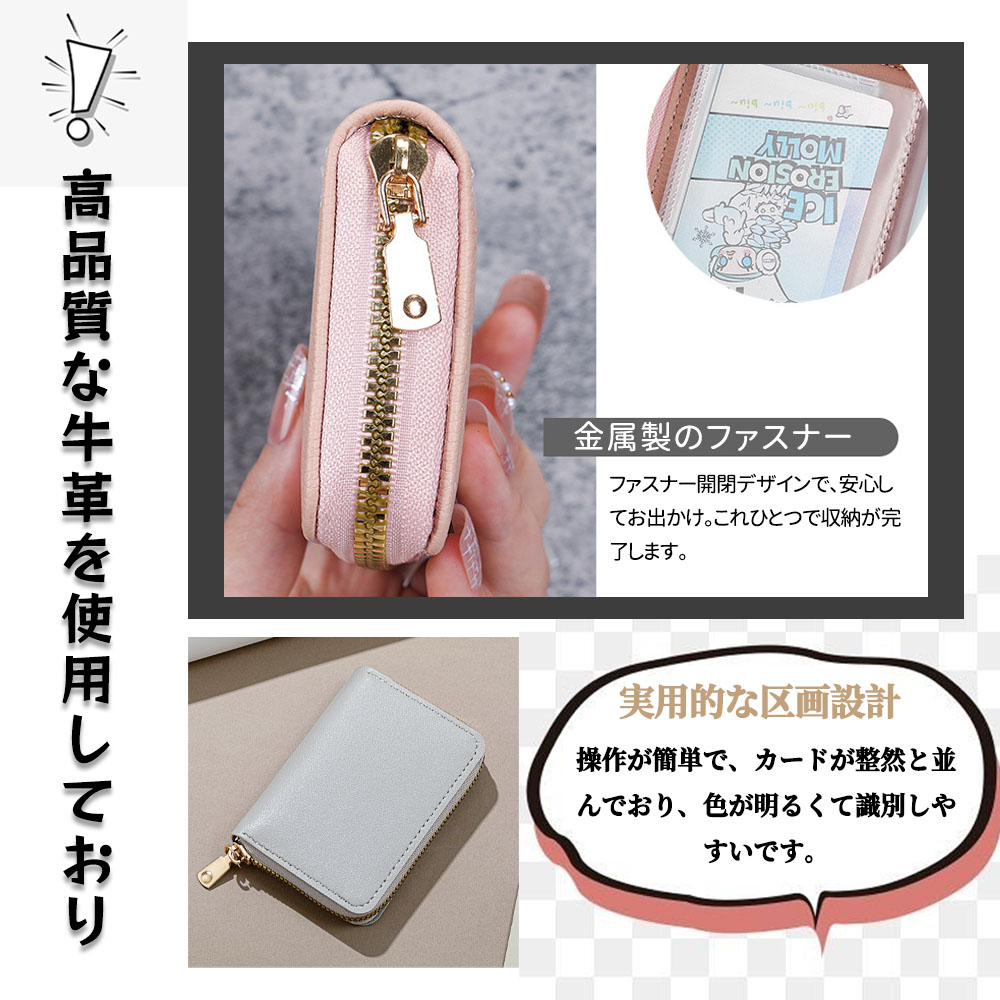 財布 カードケース ミニ財布 アコーディオン式 じゃばら式 コンパクト 小銭入れ ファスナー付き 多機能 大容量 プレゼント CDL-01 - 画像 (6)
