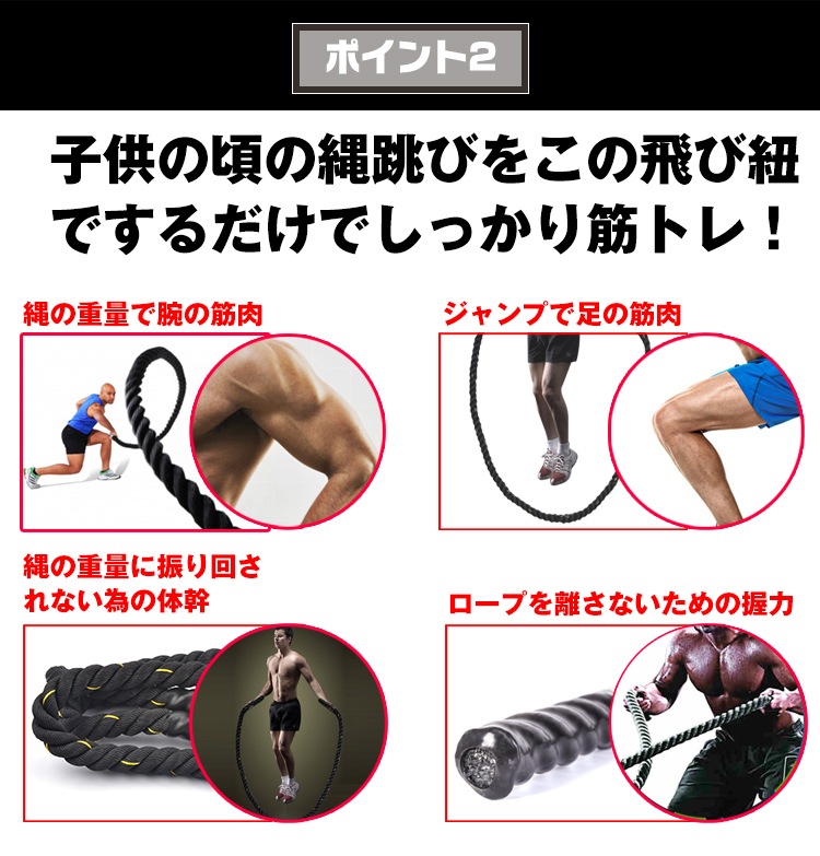 ヘビー縄跳び トレーニング用 保護帯付き ジャンプロープ 筋トレ ダイエット エクササイズ 腕の筋肉 足の筋肉 握力 大人 男女兼用 de044 - 画像 (6)