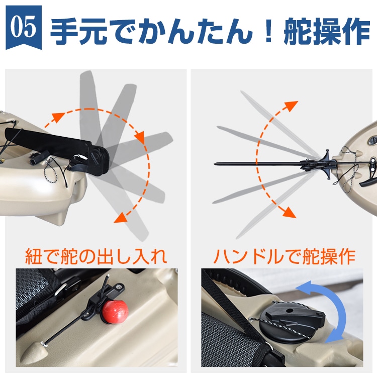 カヤック ペダル式カヤック 分割式 足漕ぎ 手漕ぎ両用 強い推進力 組立簡易 釣具収納 キャリー八ンドル 釣り 海 川 湖 狭い場所 od596 - 画像 (5)
