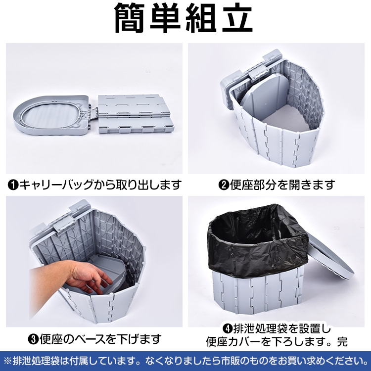 簡易トイレ 携帯トイレ 車載トイレ 12回分 折りたたみ式 便座一体型 凝固剂x12 排出物袋 水洗い可能 超軽量 防災グッズ 非常用 災害 緊急時 断水 交通渋滞 アウトドア キャンプ 登山 ny564 - 画像 (3)